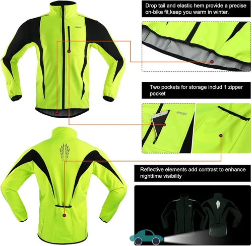 Vista 5 de Chaqueta térmica para ciclismo (tejido Softshell, resistente al viento, impermeable, 15K) de ARSUXEO