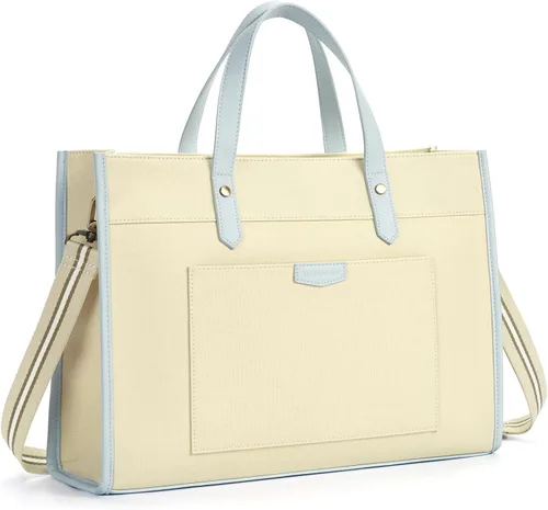 Vista 12 de Missnine Bolsa de lona para laptop de 15.6 pulgadas, bolsa de hombro de trabajo, maletín casual para viajes, oficina, universidad