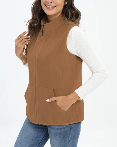 Vista 3 de Xeoxarel Chaleco de forro polar para mujer con 6 bolsillos (XS-2XL)