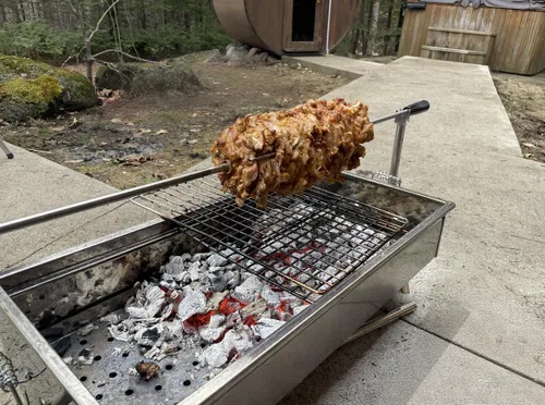 Vista 8 de Asador eléctrico portátil – Asador de asador de barbacoa de acero inoxidable, altura y velocidad ajustables, cocina al aire libre para campamento