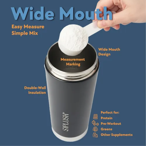 Vista 5 de Paradise Shaker Bottle - Batidor de proteínas de acero inoxidable aislado de 24 onzas con cepillo de tapa y funda protectora, tapa giratoria a