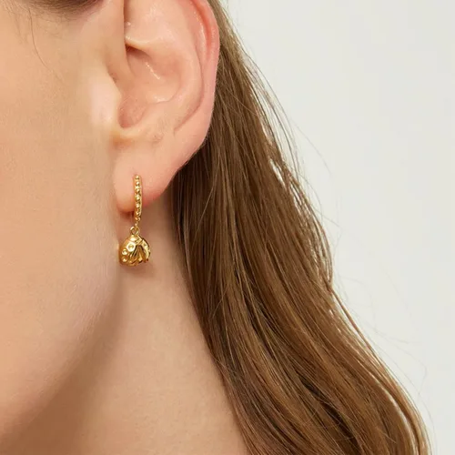 Vista 3 de Aretes milagrosos de mariquita para mujer, aretes de aro de mariquita dorada, aretes colgantes de mariquita, lindos regalos de joyería para mujer