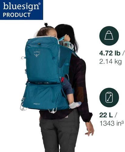 Vista 2 de Osprey Poco SLT Lightweight Child Carrier Backpack - Slimmed-Down Hiking Carrier for Toddlers with Safety Harness, Sunshade, and Ventilated