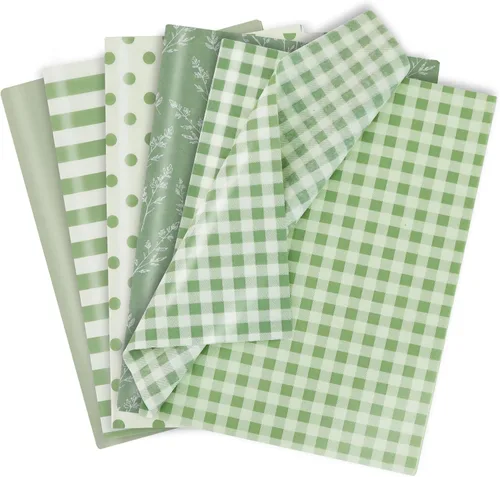 Vista 25 de BEISHIDA 100 hojas de papel de seda blanco y negro a granel, rayas de sarga y puntos, estrellas para bolsas de regalo, papel de regalo de 14 x 20