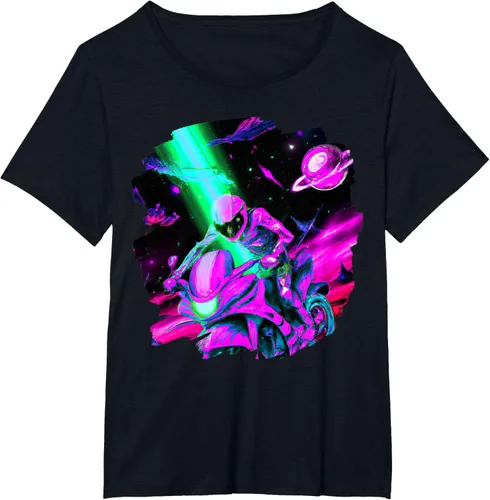 Vista 28 de Camiseta de motociclista espacial para motociclista astronauta, Negro, S