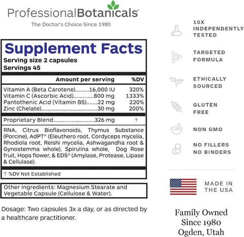 Vista 5 de Suplemento de apoyo inmunológico de zinc con vitamina C, beta caroteno y cítricos Bioflavanoides Antioxidante Apoyo Inmune - 90 Cápsulas Vegetarianas