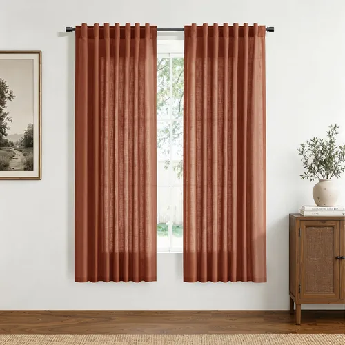 Vista 16 de Hokibero Cortinas de lino natural de 96 pulgadas de largo para sala