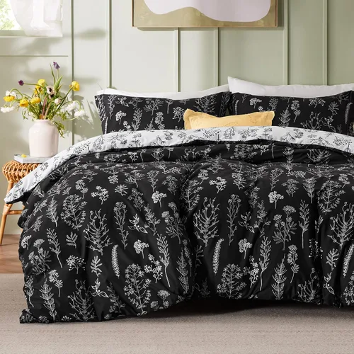 Vista 37 de Bedsure - Juego de edredón floral lindo, juego de ropa de cama tamaño King 04 - Gris claro
