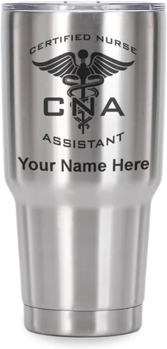 Vista 22 de LaserGram Vaso aislado al vacío de 20 onzas, asistente de enfermera certificada por CNA, grabado personalizado incluido (negro)