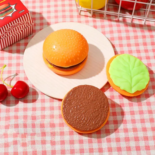 Vista 8 de Hamburguesa Squishies Alivio del Estrés Suave Simulación Alimentos Desmontable Hamburguesa Squeeze Juguetes Lindo Regalo de Cumpleaños Juguete