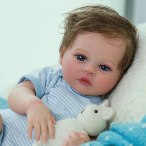 Vista 7 de SCOM Muñecas Reborn Baby Niño Meadow de 18 pulgadas – Recién nacido realista, cuerpo de tela suave con peso, adorable muñeca de la vida real posable