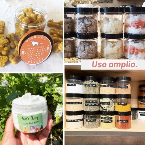 Vista 6 de Paquete de 12 recipientes pequeños de plástico de 4 onzas con tapas + paquete de 12 tarros de muestra de cosméticos de 0.7 oz/0.7 fl oz