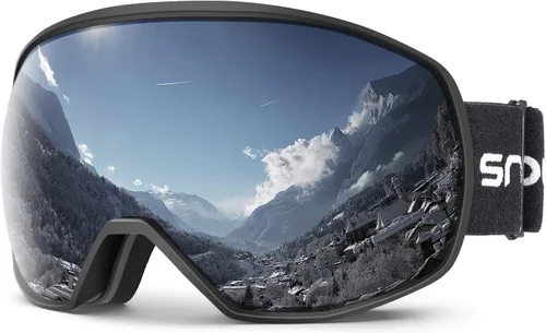 Vista 10 de Gafas de esquí para hombres y mujeres con protección UV, lente doble antivaho 09 B-3#gris