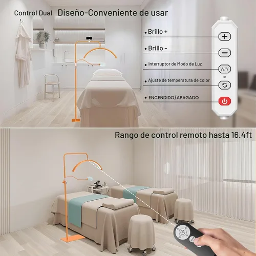 Vista 8 de AURELLE Half Moon Luz para Pestañas - Lámpara de Pie LED Ajustable para Pestañas con Lupa 4X y Soporte para Teléfono para Extensiones de Pestañas