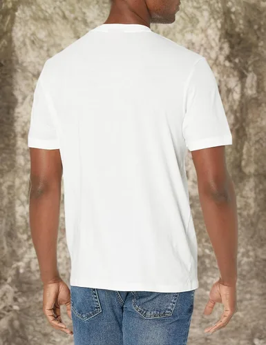 Vista 3 de Hugo Mens Ribbed Crew Neck Regular Fit Center Logo T-Shirt Blanco (Chalk White)