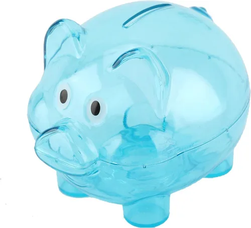 Vista 4 de Omabeta Banco de dinero de plástico para cerdos, caja de ahorro, alcancía, bonita alcancía, caja de dinero de plástico para niños, niñas, decoración