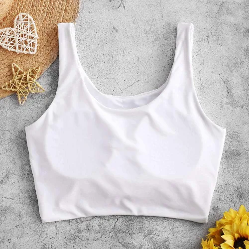 Vista 7 de ZAFUL Parte superior de bikini con nudo frontal para mujer, parte superior tipo tankini con cuello redondo y relleno