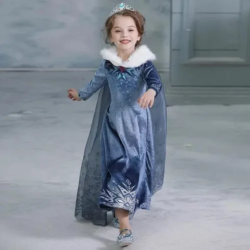 Vista 6 de Disfraz de princesa Elsa Frozen de terciopelo con accesorios