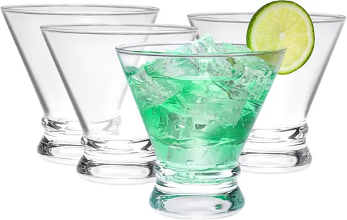 Vista 8 de Juego de 12 vasos de Martini – Copas de cóctel de diseño ceñido de 8 onzas con base pesada, construcción sin tallo para estabilidad – Vasos de barra