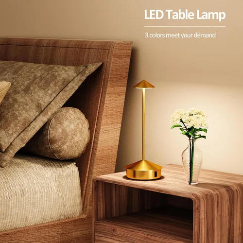 Vista 5 de Juego de 2 lámparas de mesa inalámbricas, lámpara de escritorio LED portátil, funciona con batería de 6000 mAh, lámpara recargable de 3 niveles