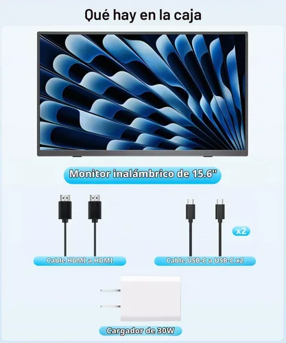 Vista 10 de Monitor portátil inalámbrico para computadora portátil, monitor portátil