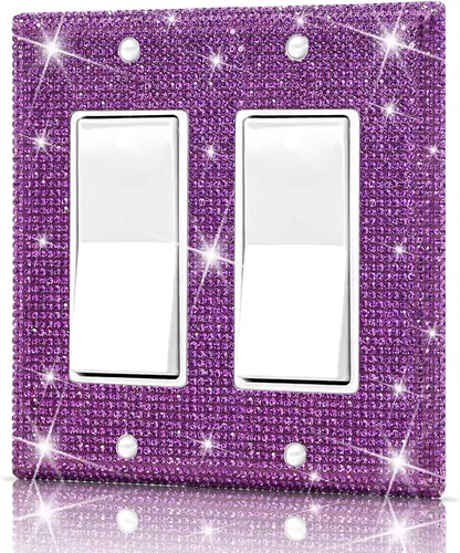 Vista 11 de Dengduoduo Placas de pared, cubierta decorativa para interruptor de luz, cubiertas decorativas de tomacorrientes, diamantes de imitación plateados