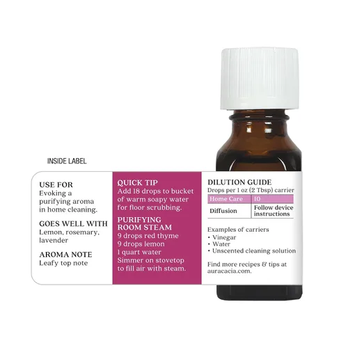 Vista 6 de Aceite esencial de tomillo rojo Aura Cacia Probado por GC/MS para pureza 15 ml (0.5 fl. oz.)