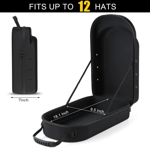 Vista 3 de GERMUN Funda rígida para gorra de béisbol, funda de viaje con correa ajustable para el hombro, funda para 12 gorras de béisbol, perfecta para viajes
