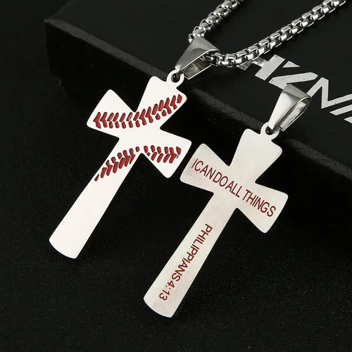 Vista 2 de HZMAN - Dije de cruz de béisbol, cadena de 24