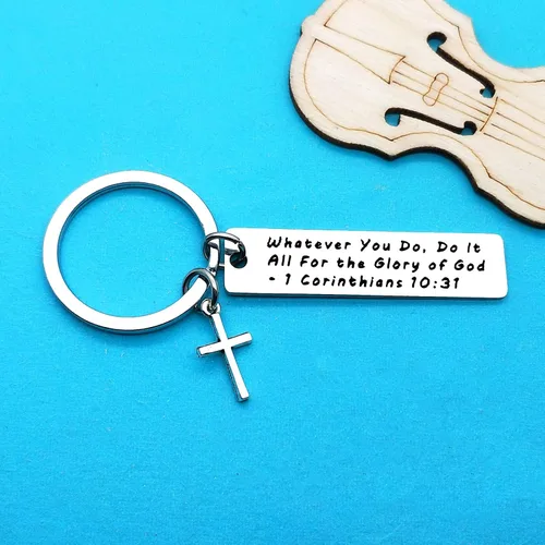 Vista 4 de Xiahuyu Llavero cristiano, versículo de la Biblia, regalo de bautismo y comunión, regalos religiosos inspiradores para mujeres y hombres