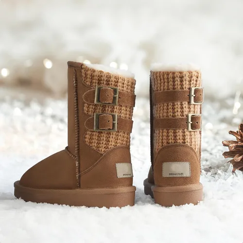 Vista 3 de DREAM PAIRS botas de nieve de invierno con forro de piel sintética para niños