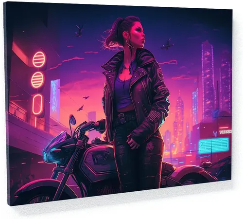 Vista 18 de Sense Canvas Synthwave Astronaut Planet 4 - Lienzo decorativo para decoración del hogar, póster pequeño de 16 x 12 pulgadas / 0.75 pulgadas