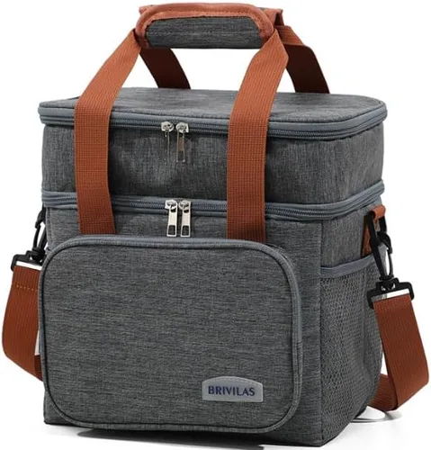 Vista 2 de MAxba Bolsa de almuerzo expandible de doble capa, bolsa de almuerzo a prueba de fugas, enfriador de almuerzo portátil para adultos, hombres