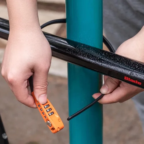 Vista 8 de CXWXC Cerradura de amarre con cremallera, 4 dígitos para casco de bicicleta, motocicleta, patineta, esquís, snowboard, cochecito y gabinete, ideal