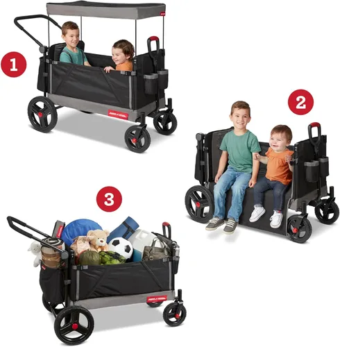Vista 9 de Radio Flyer - Vagón para niños, cochecito de bebé, juguetes para exteriores para niños de 1 a 3 años, carrito rodante, carrito de playa con ruedas