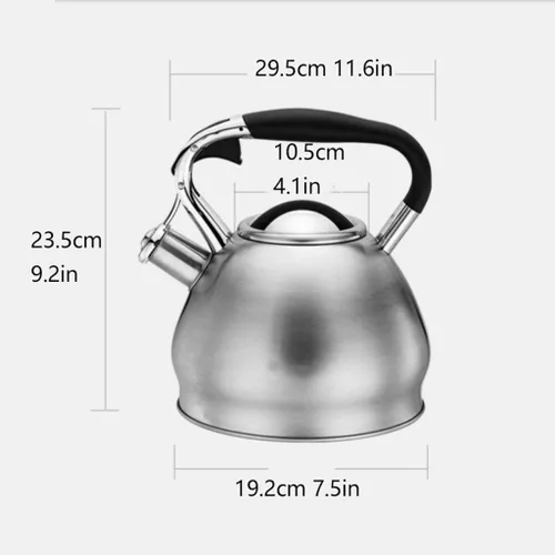 Vista 2 de LIOONS Hervidor de té con silbato, hervido rápido, tetera de agua caliente, de grado alimenticio, de acero inoxidable, de gran capacidad, 3 l/101.4