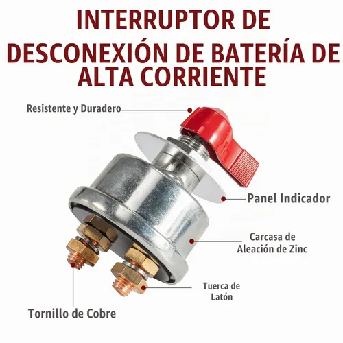 Vista 2 de KACOLA Interruptor de desconexión de batería de alta corriente 300A, interruptor maestro de corte de energía de batería 12-24V, aislador