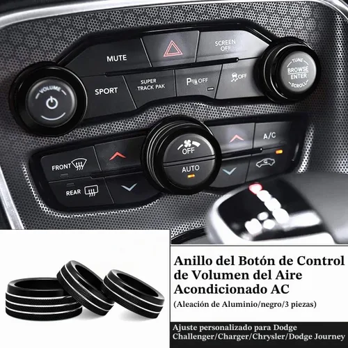 Vista 2 de Auprite Fundas de perilla de control de clima para accesorios Challenger 2015-2023 2024, para Dodge Charger 2015-2023 2024, para Dodge Chrysler Negro