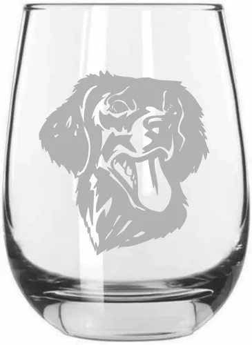 Vista 283 de Shar Pei (chino) - Vaso de vino sin tallo grabado para perro, 15.25 onzas