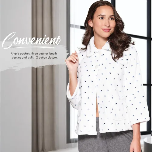 Vista 4 de CASUAL MOMENTS Chaqueta de cama para mujer con cuello Peter Pan