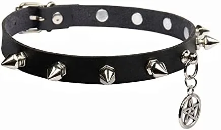 Vista 3 de TIDOO Goth Black Choker Collar Necklace Cute Leather Chokers Sexy Butterfly Moth Pendant Chocker Punk Spiked Choker Lolita Maid Cat Set for Women