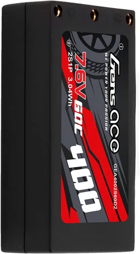 Vista 4 de Gens ace 400mAh 60C 7.6V HV Hardcase 2S Lipo Batería con XT-60 Plug (4Pcs)