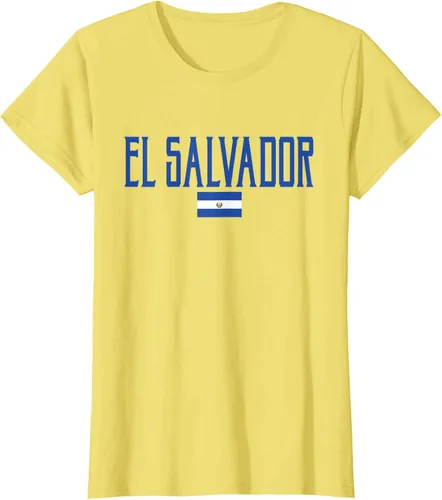 Vista 32 de Camiseta de texto azul con bandera de El Salvador, Negro, S
