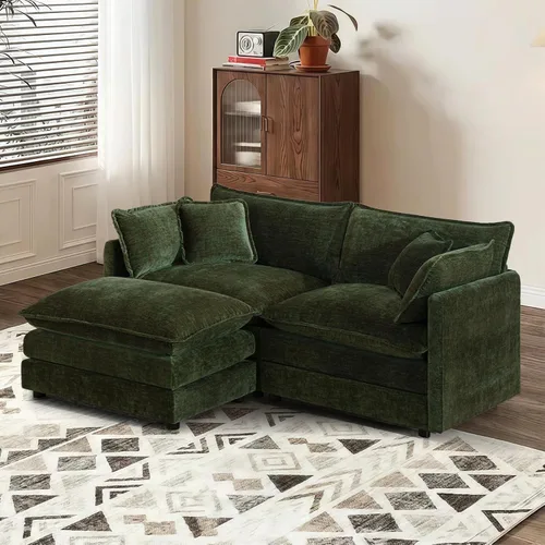 Vista 49 de Sofá seccional modular convertible de 76.7", sofás de dos plazas de chenilla con asiento profundo y cojines tipo loveseat para sala de estar, Beige