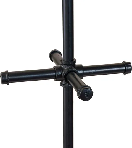Vista 6 de MyGift Perchero industrial de metal negro de 64 pulgadas con diseño de tubo realista y 12 ganchos, organizador de entrada para colgar abrigos