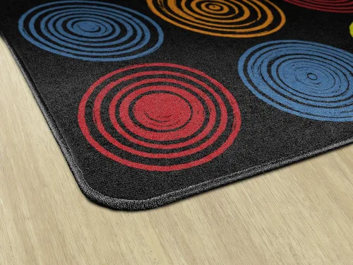 Vista 5 de Flagship Carpets Alfombra educativa abstracta de círculos para decoración de asientos de habitación de niños, aula infantil, alfombra