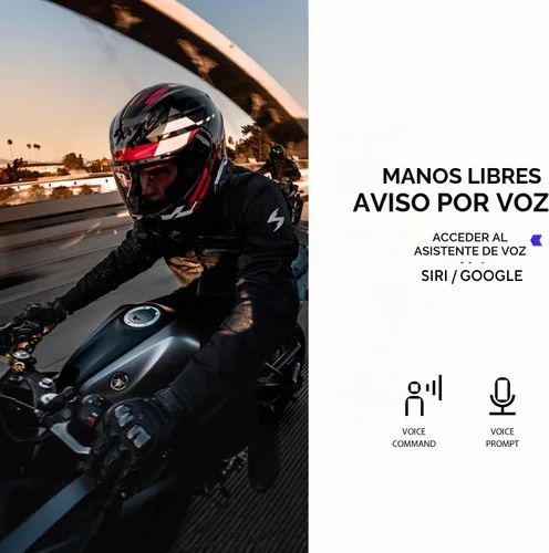 Vista 7 de EXOCOM LINK-1C Sistema de comunicación de intercomunicación para casco de motocicleta - Altavoces HD delgados de 40mm con intercomunicador Bluetooth