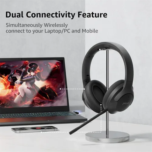 Vista 6 de NONCHI Auriculares inalámbricos Bluetooth sobre la oreja con micrófono desmontable, auriculares para juegos con cancelación activa de ruido