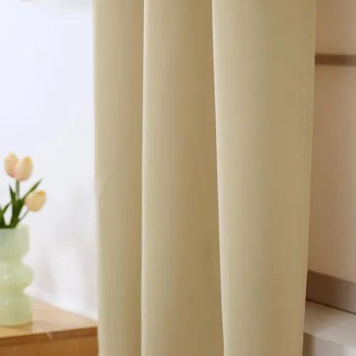 Vista 5 de INLINAS Cortinas opacas para dormitorio, aislamiento térmico, reducción de ruido, juego de 2 paneles de ahorro de energía, beige, 42 pulgadas