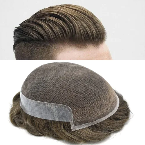 Vista 16 de Hombres Toupee Sistema de Cabello Humano Real para Hombres Encaje Suizo Toupee Para Hombres Nudos Blanqueados Hombres Hairpieces Pieza Para Hombres